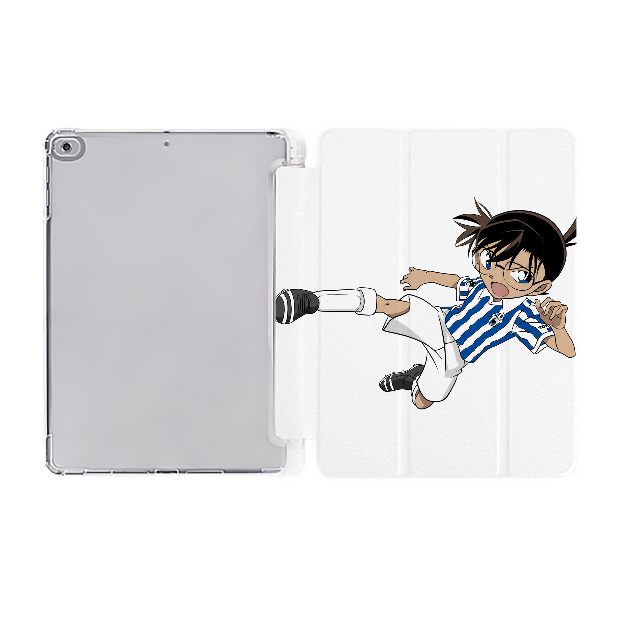 （画像用） 名探偵コナン 江戸川 コナン Detective Conan Conan Edogawa IPad ケース ペン収納付き 三つ折りスタンド PUレザー×シリコン 対応機種9.5/10.5/10.9インチ